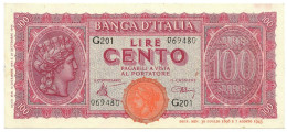 100 LIRE ITALIA TURRITA TESTINA 10/12/1944 SPL+ - Sonstige