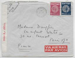 ISRAEL - 1952 - ENVELOPPE Par AVION Avec CENSURE De TEL AVIV => PARIS - Covers & Documents