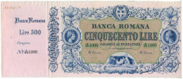 500 LIRE SPECIMEN CON MATRICE BANCA ROMANA REGNO D'ITALIA 24/08/1872 SPL+ - Altri & Non Classificati