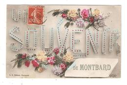 CPA Fantaisie 21  MONTBARD Un Souvenir De Montbard Papiers Pliés Pour Les Lettres ,  Fleurs 1908 - Montbard