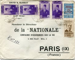 SYRIE LETTRE RECOMMANDEE DEPART ALEP ?-?-47 POUR LA FRANCE - Storia Postale