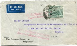 IRAQ LETTRE PAR AVION AVEC CACHET "MIT LUFTPOST...FLUGNALEN NURNBERG..." DEPART BAGHDAD 26 SEP 30 POUR LA FRANCE - Iraq