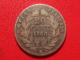 France - 20 Centimes 1860 BB Strasbourg Napoléon III - Rare Variété 6 Sur 5 2863 - 20 Centimes