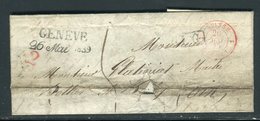 Suisse - Lettre ( Avec Texte ) De Genève Pour La France En 1839 , Voir Griffe Et Cachets - Prix Fixe - Réf JJ 132 - ...-1845 Prefilatelia