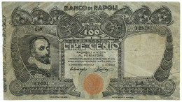 100 LIRE FALSO D'EPOCA BANCO DI NAPOLI BIGLIETTO AL PORTATORE 31/05/1915 MB+ - [ 8] Falsi & Saggi