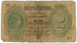 2 LIRE FALSO D'EPOCA BIGLIETTO CONSORZIALE REGNO D'ITALIA 30/04/1874 MB - [ 8] Fakes & Specimens