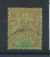 St Pierre Et Miquelon N°65 Obl (FU) 1892 - Type Groupe - Usati