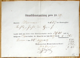 Schweiz Suisse 1859: Grundsteuer-Quittung Pro 1859 Namens Des Gemeinderathes (Vertikal-Bug - Pliée Verticale) - Gebührenstempel, Impoststempel