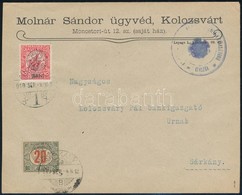 Kolozsvár 1919 Távolsági Levél, Portózva 'KOLOZSVÁR' - 'SÁRKÁNY' Signed: Bodor - Otros & Sin Clasificación