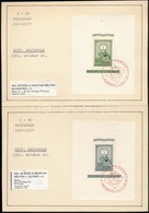 1951 80 éves A Magyar Bélyeg Sor és Blokksor 4 Db Házi Készítésű Emléklapon 1977-es Alkalmi Bélyegzéssel - Other & Unclassified