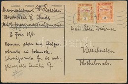 1916 Levelezőlap Az óbudai Dunai Flottilla Különítmény Orvosától Németországba Hadi Segély Bélyegekkel Bérmentesítve. Ér - Autres & Non Classés