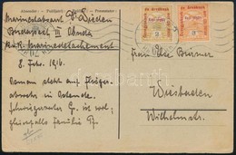 1916 Levelezőlap Az óbudai Dunai Flottilla Különítmény Orvosától Németországba Hadi Segély Bélyegekkel Bérmentesítve. Ér - Sonstige & Ohne Zuordnung