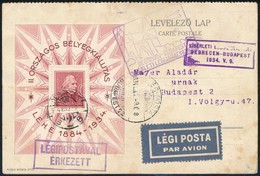 1934 LEHE Blokk Alkalmi Légi Levelezőlapon - Autres & Non Classés