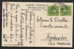 1909 SCHWEDEN SEEPOST -  BAHNPOST Nach MONTEVIDEO. Nur 19 Bekannte Belege Lt - Ferden Census Voll III - Ref: 457-027 - Entiers Postaux