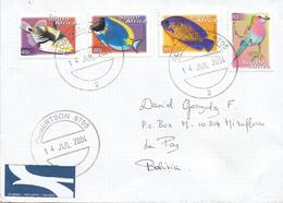 South Africa RSA 2004 Robertson Triggerfish Surgeonfish Coral Beauty Fish Roller Bird Cover To Bolivia - Cartas & Documentos