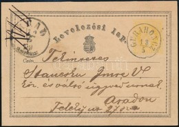 ~1870 Díjjegyes Levelezőlap 'GURAHONCZ' - Arad - Other & Unclassified