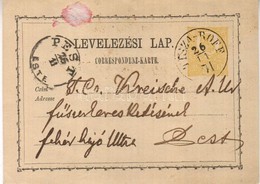 1871 2kr Díjjegyes Levelezőlap / PS-card 'TISZA-ROFF'-Pest - Altri & Non Classificati