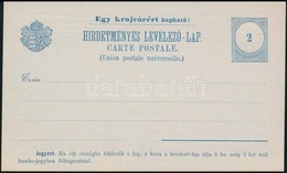 1892 Használatlan 2kr Hirdetményes Levelezőlap - Other & Unclassified
