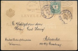 1897 2kr Millenniumi Díjjegyes Levelezőlap Színesszámú 3kr Kiegészítéssel Az Egyesült Államokba, érkeztetve 'NAGY-SZEBEN - Other & Unclassified