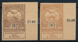 (*) 1914 Árvíz 20f és 30f Vágott ívszéli Próbanyomatok, Gumi Nélkül - Other & Unclassified