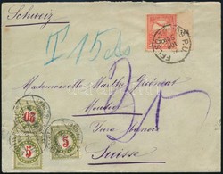 1905 Levél Svájcba 10f Turul Bérmentesítéssel, 30c Svájci Portóval - Andere & Zonder Classificatie