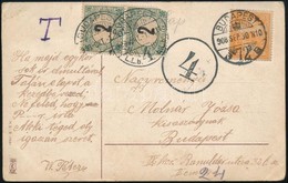 1908 Dekoratív Szerelmes Képeslap Turul 3f Bérmentesítéssel + 2 X 2f Portó Bélyeggel - Altri & Non Classificati