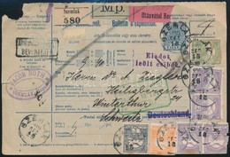 1910 Előnyomott Csomagszállító 1,22 Ft 7 Db Turul Kiegészítéssel ,,SZEMLAK' Winterthurba - Autres & Non Classés