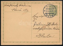 1934 Díjjegyes Levelezőlap Técsőről Husztra Kétnyelvű Bélyegzéssel / PS-card With Bilingual Postmark - Otros & Sin Clasificación