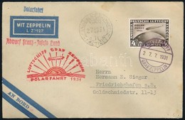 1931 Zeppelin északi-sarki útja Levél 4RM Polarfahrt Bérmentesítéssel / Zeppelin Flight To North Pole Cover Franked With - Otros & Sin Clasificación