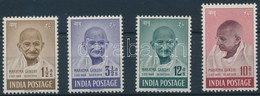 ** 1948 Gandhi Sor Mi 187-190 (Mi 190 -et A Berakó Csíkja Megnyomta / Pressed By The Stockbook) - Autres & Non Classés