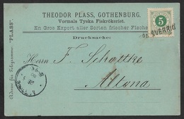 1889 Schweden 5öre Schiffspost Nach Altona - Private Drucksache Fischhandel - Brieven En Documenten