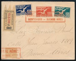 1926 Légi Ajánlott Levél / Registered Airmail Cover MONTEVIDEO - BUENOS AIRES - Sonstige & Ohne Zuordnung