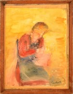 Derkovits Jelzéssel: Női Alak. Akvarell, Papír, üvegezett Keretben, 36×27 Cm - Autres & Non Classés