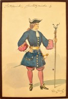 Franz Gaul (1837-1906): Színházi Kosztüm Terv II. Akvarell, Papír, 30×20 Cm - Otros & Sin Clasificación
