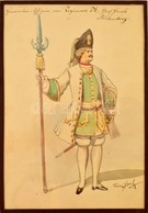 Franz Gaul (1837-1906): Színházi Kosztüm Terv III. Akvarell, Papír, 30×20 Cm - Other & Unclassified