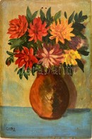 Glatz Jelzéssel: Virágcsendélet. Olaj, Farost (lyukas), Foltos, 45×30 Cm - Andere & Zonder Classificatie