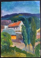 Györky Jelzéssel: Dombos Táj Házakkal. Tempera, Karton, 49×34 Cm - Autres & Non Classés