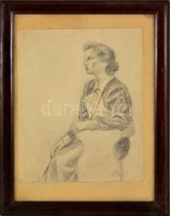 Hollósy Jelzéssel: Ülő Nő. Ceruza, Papír, üvegezett Keretben, 27×20 Cm - Altri & Non Classificati