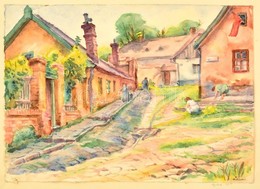 Sostarics Lajos (1896-1968): Óbuda Újlak Utca 1950. Akvarell, Papír, Jelzett, 21×30 Cm - Autres & Non Classés