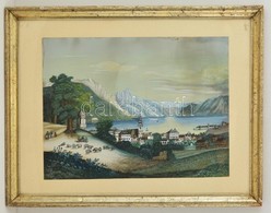 Olvashatatlan Jelzéssel: Gmunden Cca 1830. Vegyes Technika, Papír, üvegezett Keretben, 36×49 Cm - Altri & Non Classificati