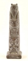 Indián Totem, Kanadai Turista Szuvenír, Zsírkő, M: 17 Cm - Sonstige & Ohne Zuordnung