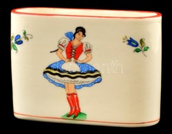 Herendi Porcelán Népi Mintás Fogpiszkálótartó, Kézzel Festett, Jelzett, Minimális Hibával, 8×6×3 Cm - Altri & Non Classificati