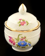 Hollóházi Porcelán Virágmintás Bonbonier, Matricás, Jelzett, Hibátlan, M: 12,5 Cm - Autres & Non Classés