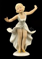 Schaubachkunst Porcelán Táncoslány, Kézzel Festett, Jelzett, Kis Kopásnyomokkal, M: 15 Cm - Autres & Non Classés