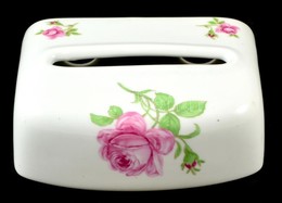 Limoges France WC Papírtartó, Részben Kézzel Festett, Apró Kopásnyomokkal, Jelzett, 17,5×13,5 Cm - Autres & Non Classés