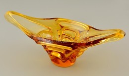 Sárga öntött üveg Asztali Dísztál, Kis Kopásnyomokkal, 39×15×16 Cm - Glas & Kristal