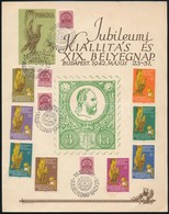 1942 XIX. Bélyegnap, Kiállítás Pannóniai Bélyegegyesület Emléklapja A Kiadott összes Klf Színű Levélzáróval / Stamp Day  - Sin Clasificación