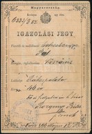 1896 Igazolási Hegy Köszörűs Részére - Sin Clasificación