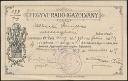 1919 Fegyveradó Igazolvány 18x11 Cm - Ohne Zuordnung