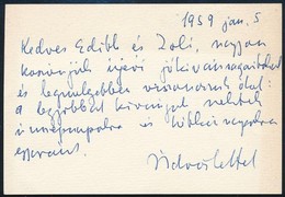 1959 Lukács Györgyné Jánosi (Bortstieber) Gertrúd Saját Kézzel írt Köszönő Sorai Lukács György Névjegykártyáján Vas Zolt - Non Classés